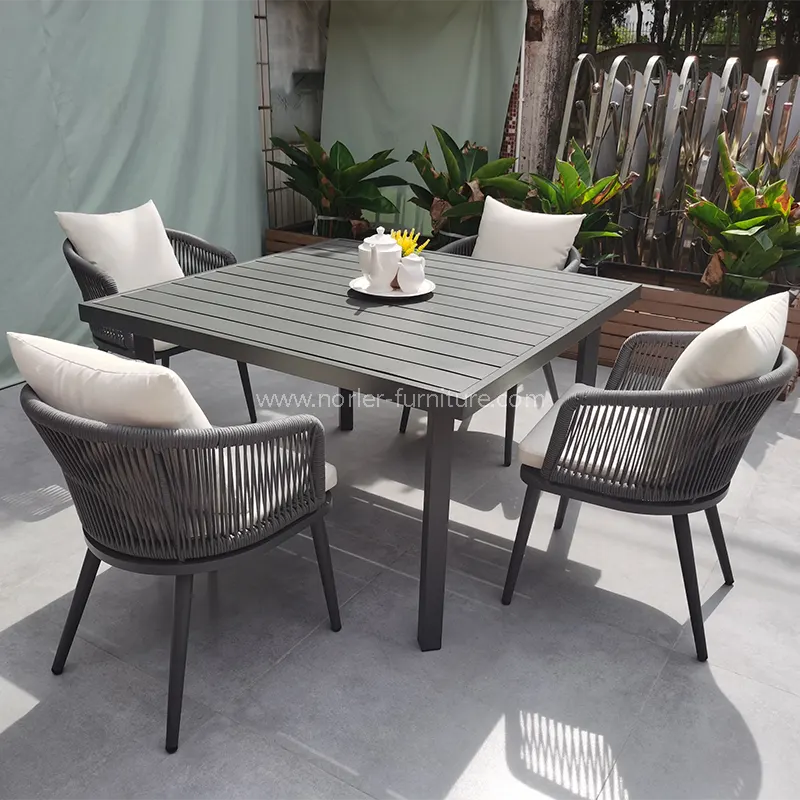 ஃபேஷன் வெளிப்புற அலுமினிய கயிறு சாப்பாட்டு தொகுப்பு