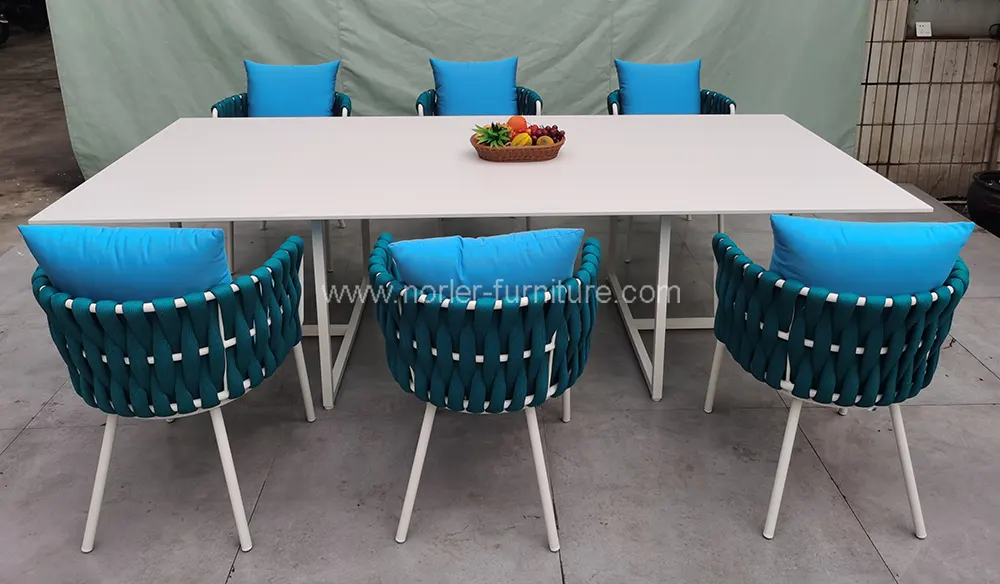 High-end Outdoor Rope Weaving Aluminum Dining Set