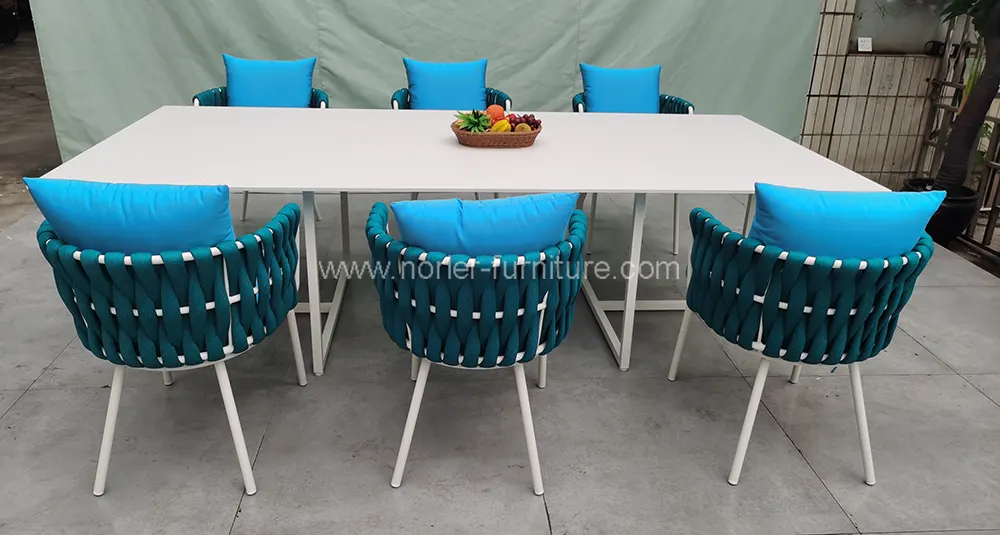 High-end Outdoor Rope Weaving Aluminum Dining Set