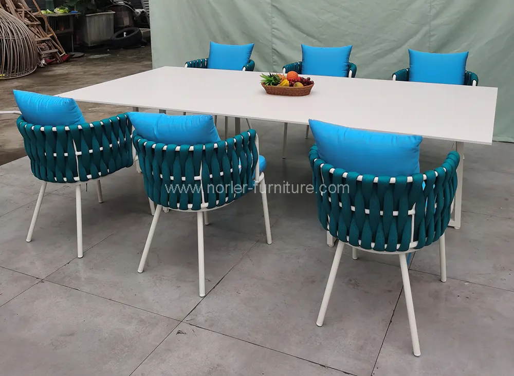 High-end Outdoor Rope Weaving Aluminum Dining Set