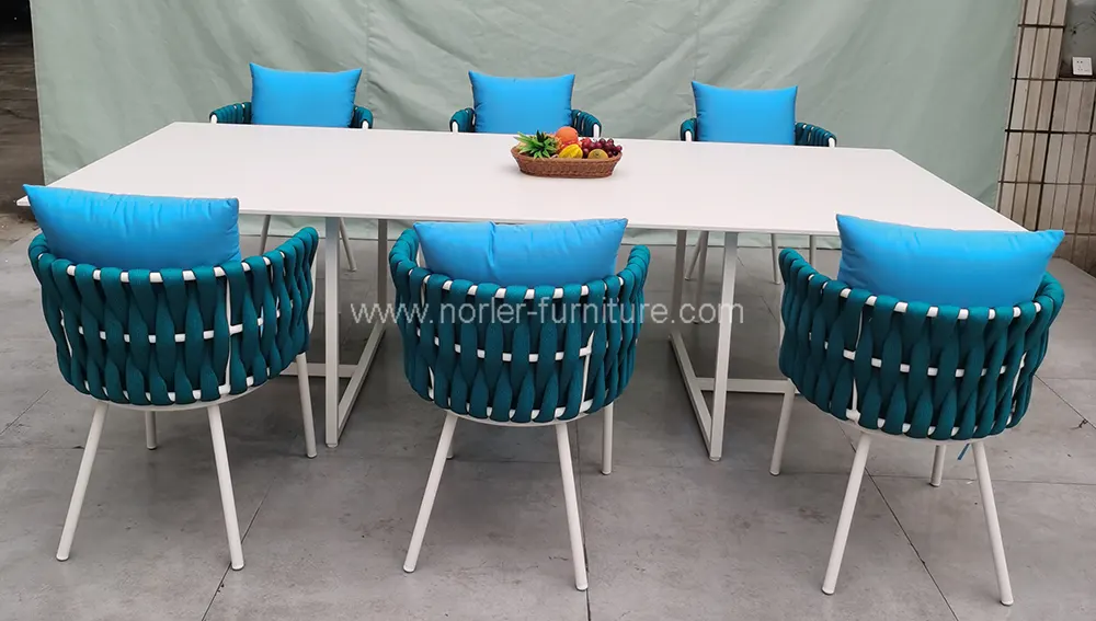 High-end Outdoor Rope Weaving Aluminum Dining Set