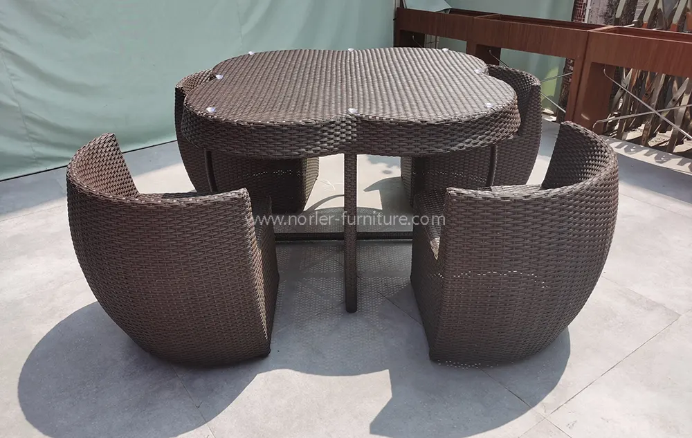 Outdoor Balcony Rattan Round Dining Set Furniture