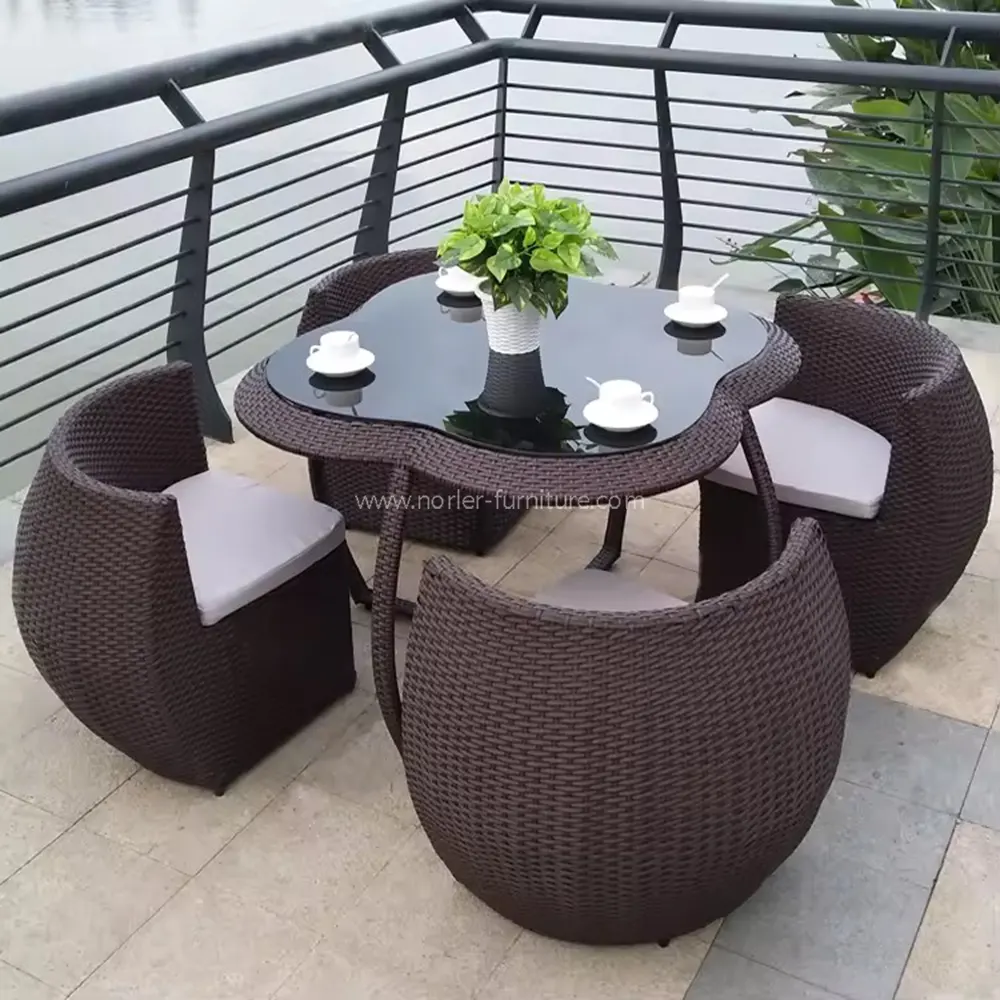 Outdoor Balcony Rattan Round Dining Set Furniture