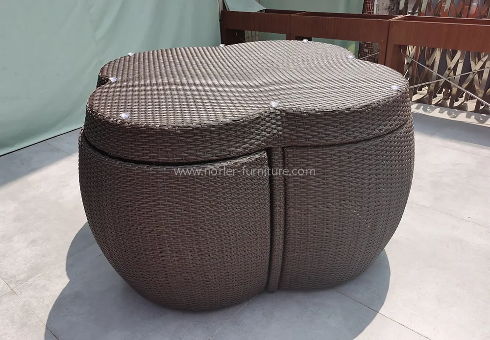 Outdoor Balcony Rattan Round Dining Set Furniture