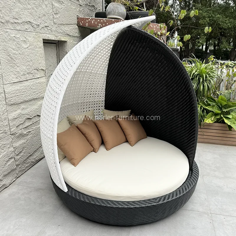 வெளிப்புற தளபாடங்கள் பெ ராட்டன் சுற்று சன்ஷேட் சன் பெட்